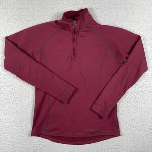 Marmot Pullover Womens Medium Burgundy 1/4 Zip Hiking Outdoors Travel Polartec